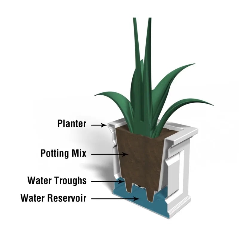 16" x 16" x 16" Self-Watering Square Polyethylene Planter - Espresso