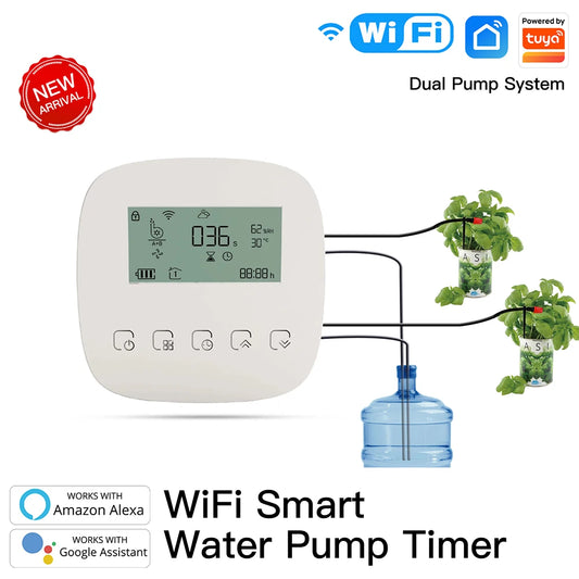 WiFi Tuya Smart Watering Machine with Solar Panel Automatic Watering Plants Controller Garden Timer Micro-drip Irrigation System