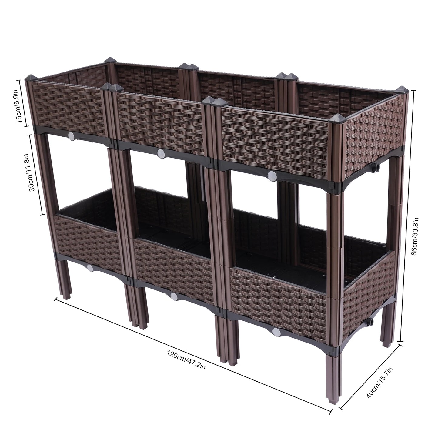 Elevated Square Plastic Raised Garden Bed Planter Box Self-Watering