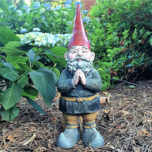 the Old World Classic Garden Gnome Praying Hands Large Outdoor Statue.