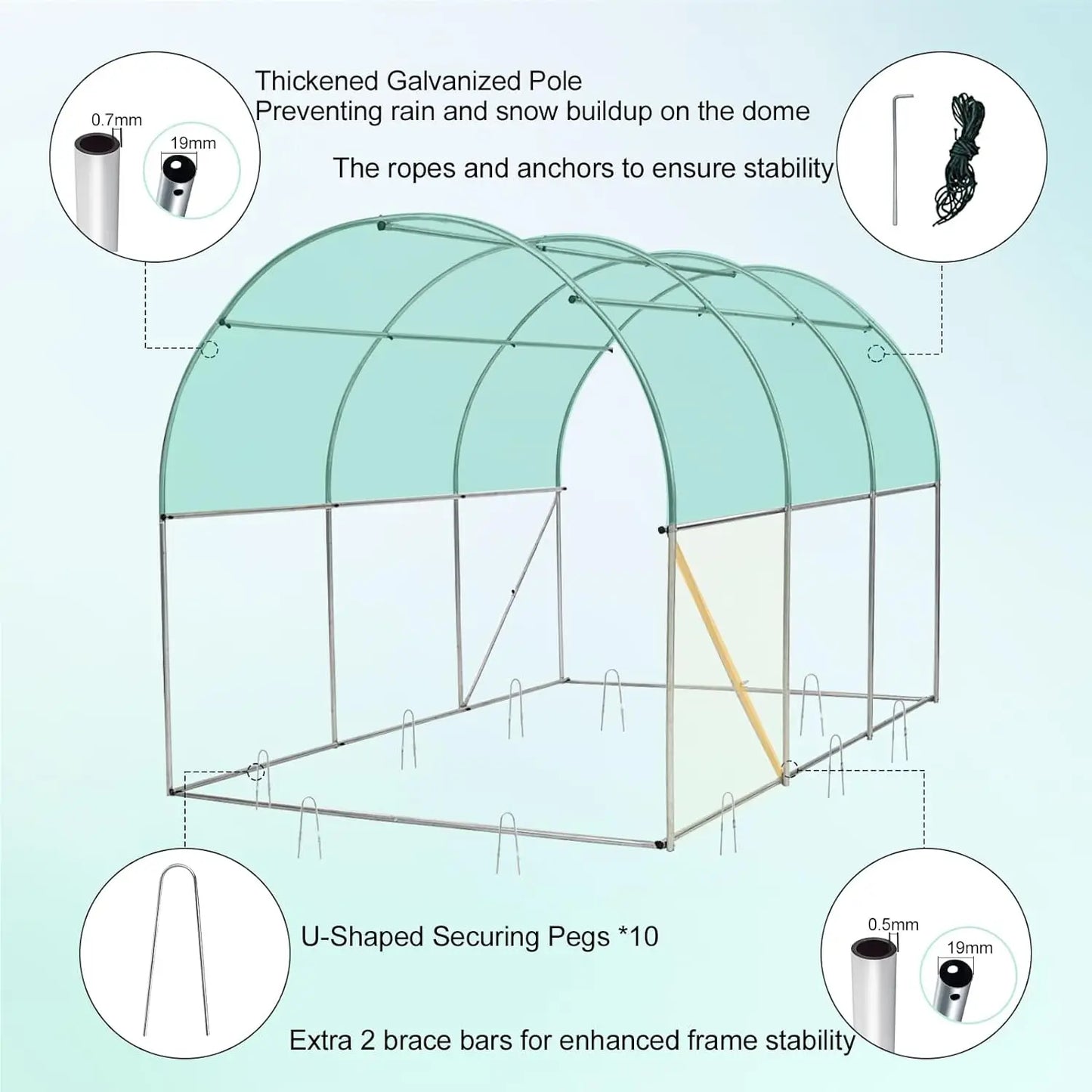 20'x10'x7'/ 10'x7'x7' Walk-in Tunnel Greenhouse with Watering System Heavy Duty Portable Green House Protect Plants