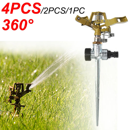 1-4PCS Garden Rotating Rocker Impact Sprinkler 1/2 inch Male Thread Brass Lawn Watering Adjustable Nozzle Irrigation Sprinkler