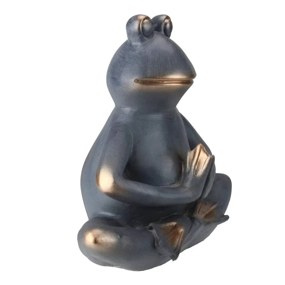 11" Frog Sitting In A Sukhasana Yoga Position Garden Statue