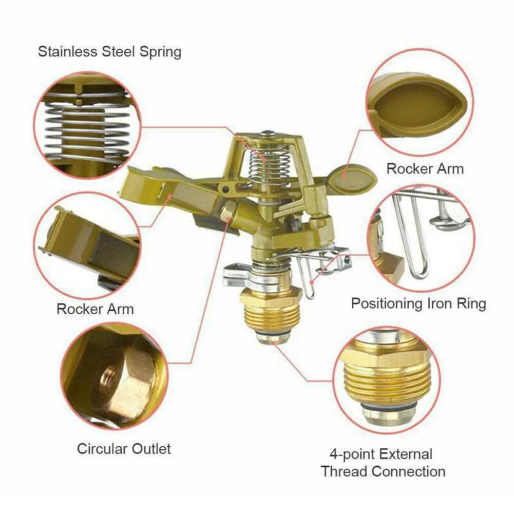 1-4PCS Garden Rotating Rocker Impact Sprinkler 1/2 inch Male Thread Brass Lawn Watering Adjustable Nozzle Irrigation Sprinkler